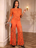 Ensemble Pantalon Palazzo Dentelle