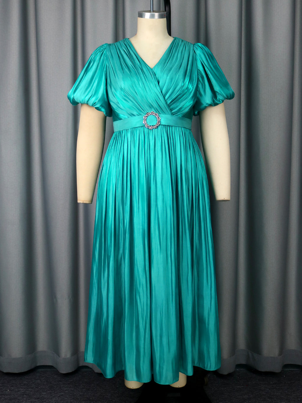 Robe Longue Émeraude Plissée